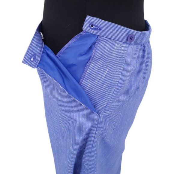 VTG 70s Country Sophisticates Petite Purple Blue Pinstripe Silk Pencil Skirt S - Picture 5 of 9